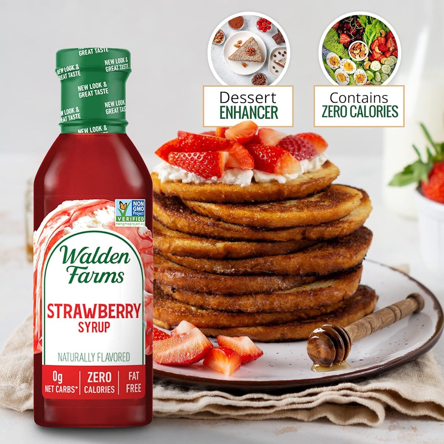 Walden Farms Strawberry Syrup - Calorie-Free, Sugar-Free, Keto-Friendly, Low Carb, Gluten-Free, Vegan Strawberry Syrup Alternati