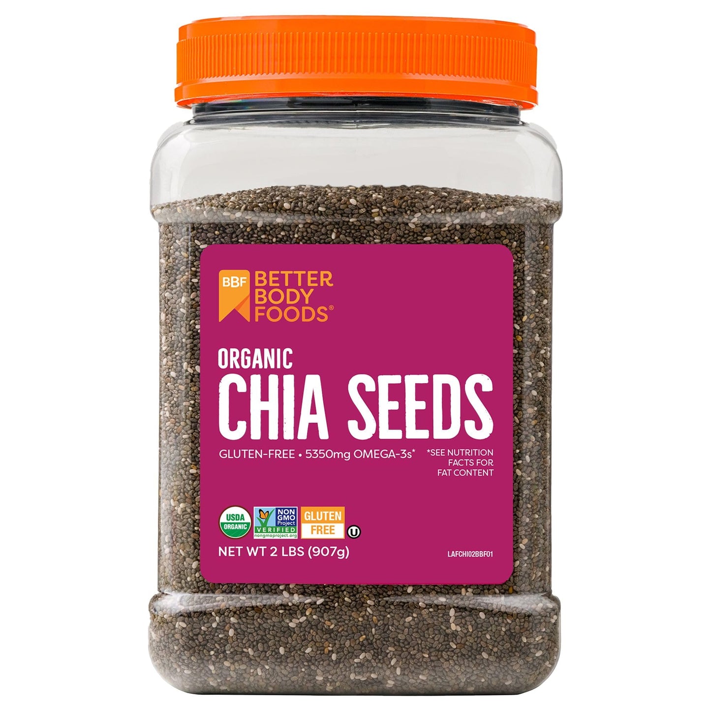 Organic Chia Seeds with Omega-3, Non-GMO, Gluten Free, Keto Diet Friendly, Vegan, Good Source of Fiber, 2 lb (Pack of 2)