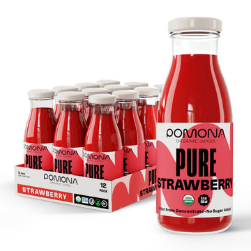 Pomona Organic Strawberry Juice (Pack of 12), Cold Pressed USDA Organic Juices with 100% Strawberries, No Added Sugar, Not From