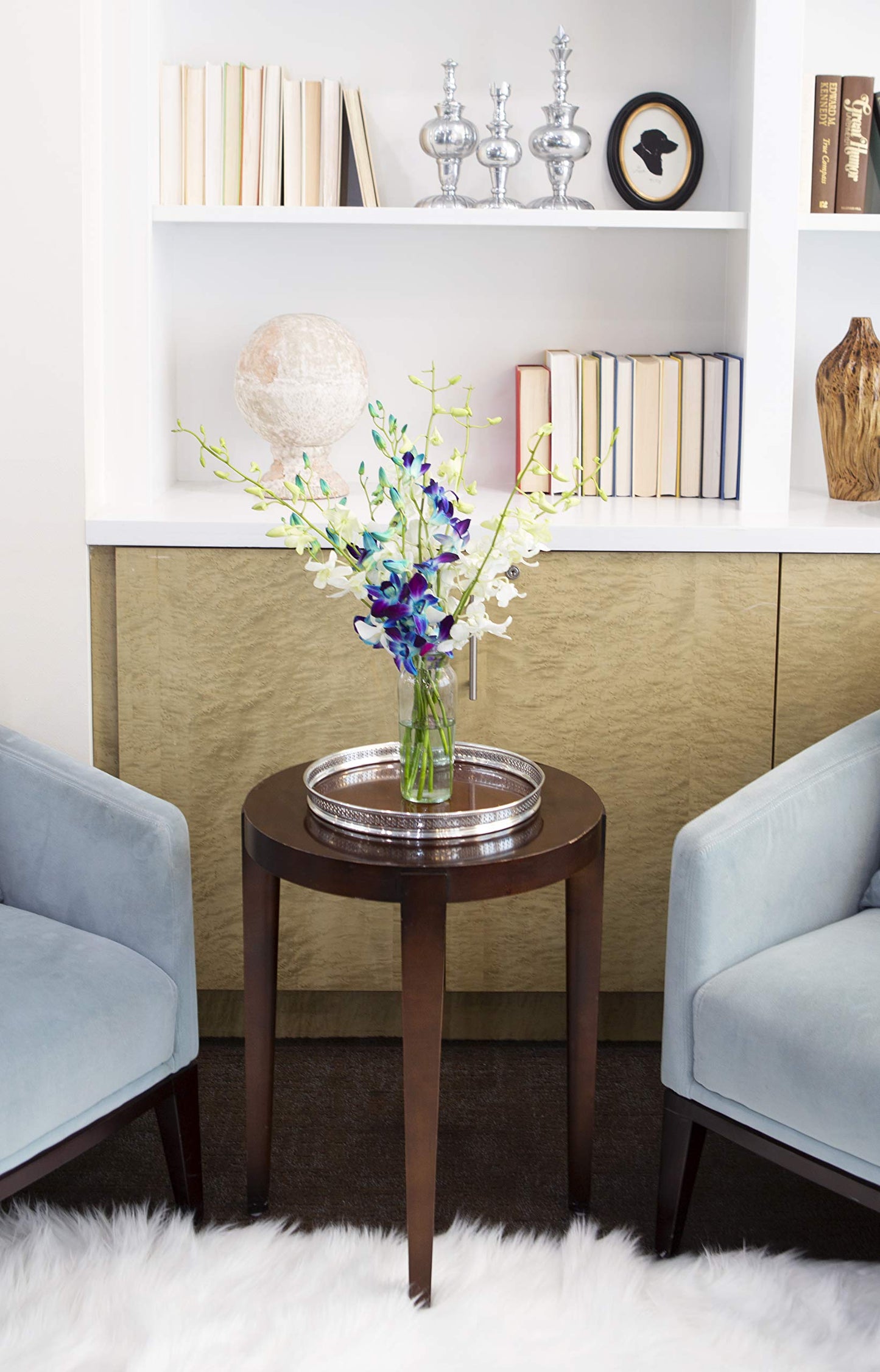 KaBloom Flowers Starry Night Bouquet - Blue and White Orchids with Vase - 10 Model KADF1220-V114-A999