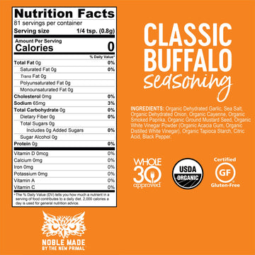 The New Primal Noble Made By Seasoning Spice & Dry Rub, Usda Organic, Whole30, Gluten-Free, Paleo & Keto Friendly,Classic Buffal