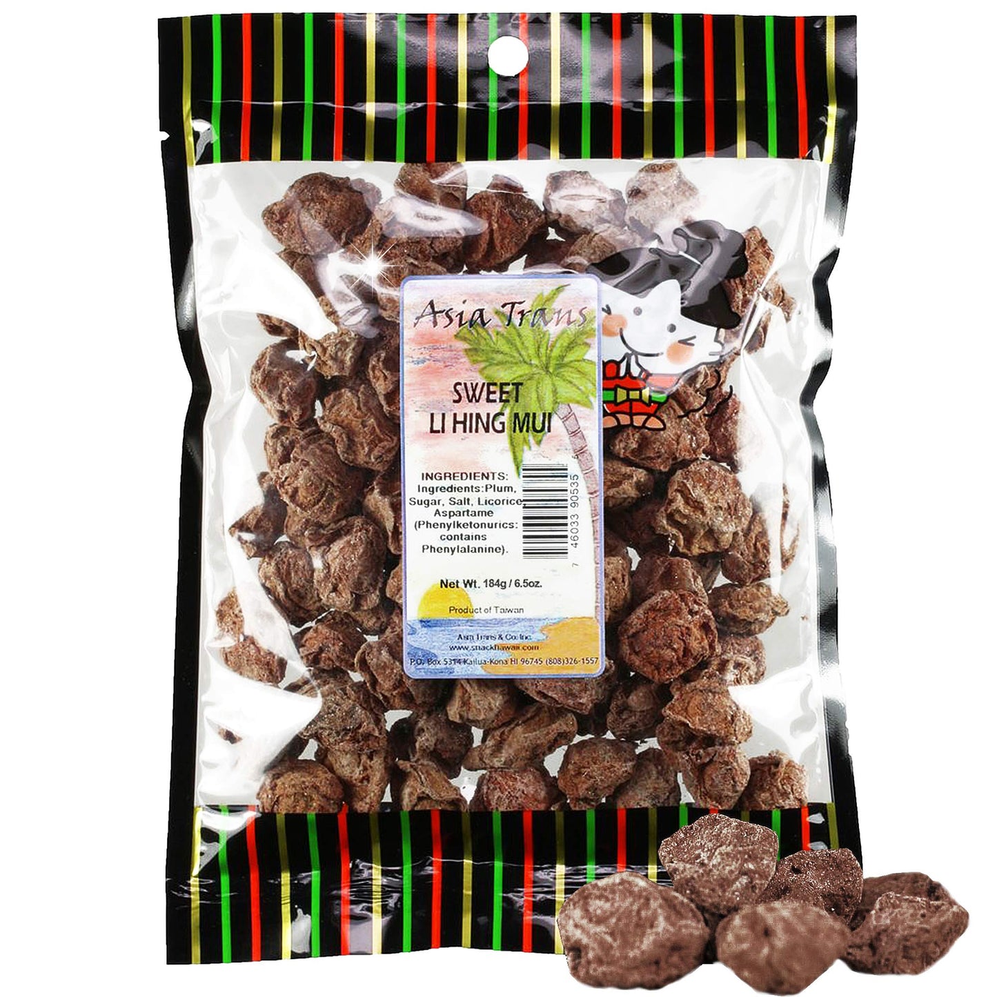 Asia Trans Sweet Seeded Li Hing Mui Crack Seed Plums | Hawaiian Favorite | Naturally Sweet Dried Asian Plum Candy (6.5 Oz)