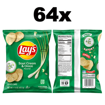 Lay'S Potato Chips, Sour Cream & Onion, 1.5 Ounce (Pack Of 64)