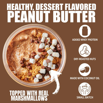 Fit Butters S'Mores Peanut Butter Spread - Added Protein And Coconut Oil, Low Carb, Low Sugar, Complete Protein Dessert Flavored