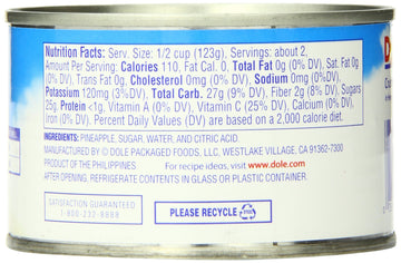 Dole Canned Crushed Pineapple In Heavy Syrup, 8.25 Oz Can