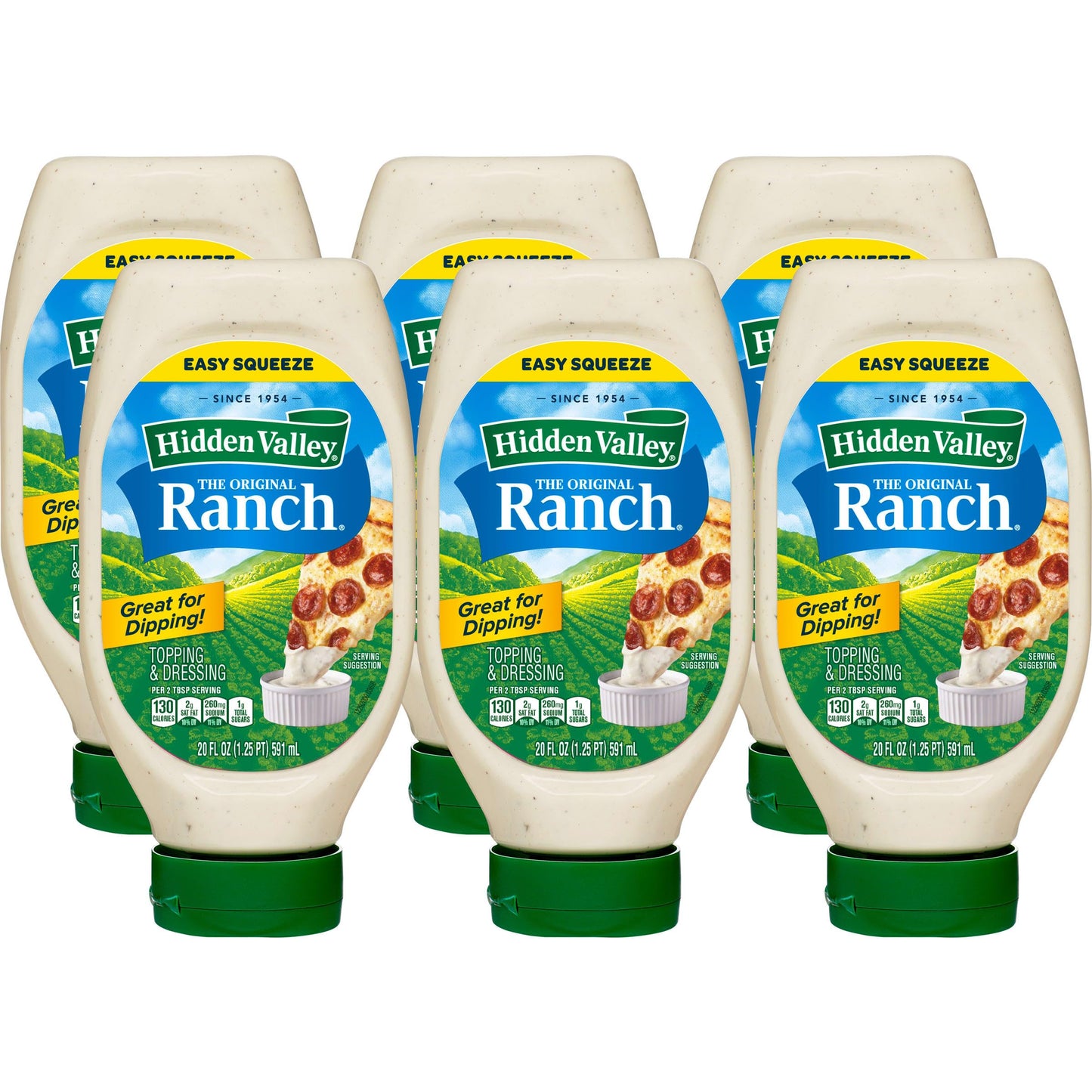 Hidden Valley Easy Squeeze Original Ranch Salad Dressing & Topping, Gluten Free, Keto-Friendly - 20 Ounce Bottle, 6 Pack (Packag