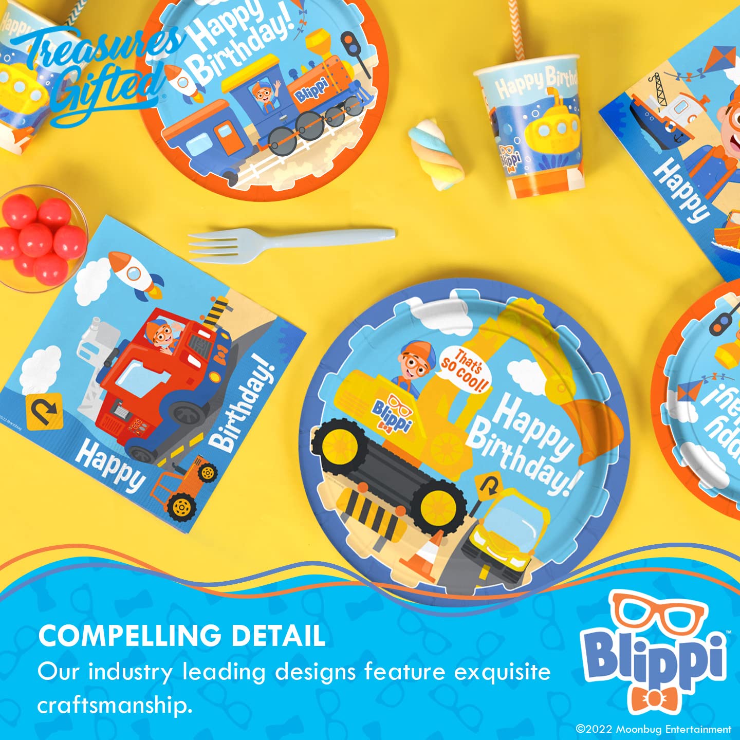 Treasures Gifted Officially Licensed Blippi Cake Topper Vehicle - Blippi Cake Decorations - Blippi Birthday Cake Topper - Blippi