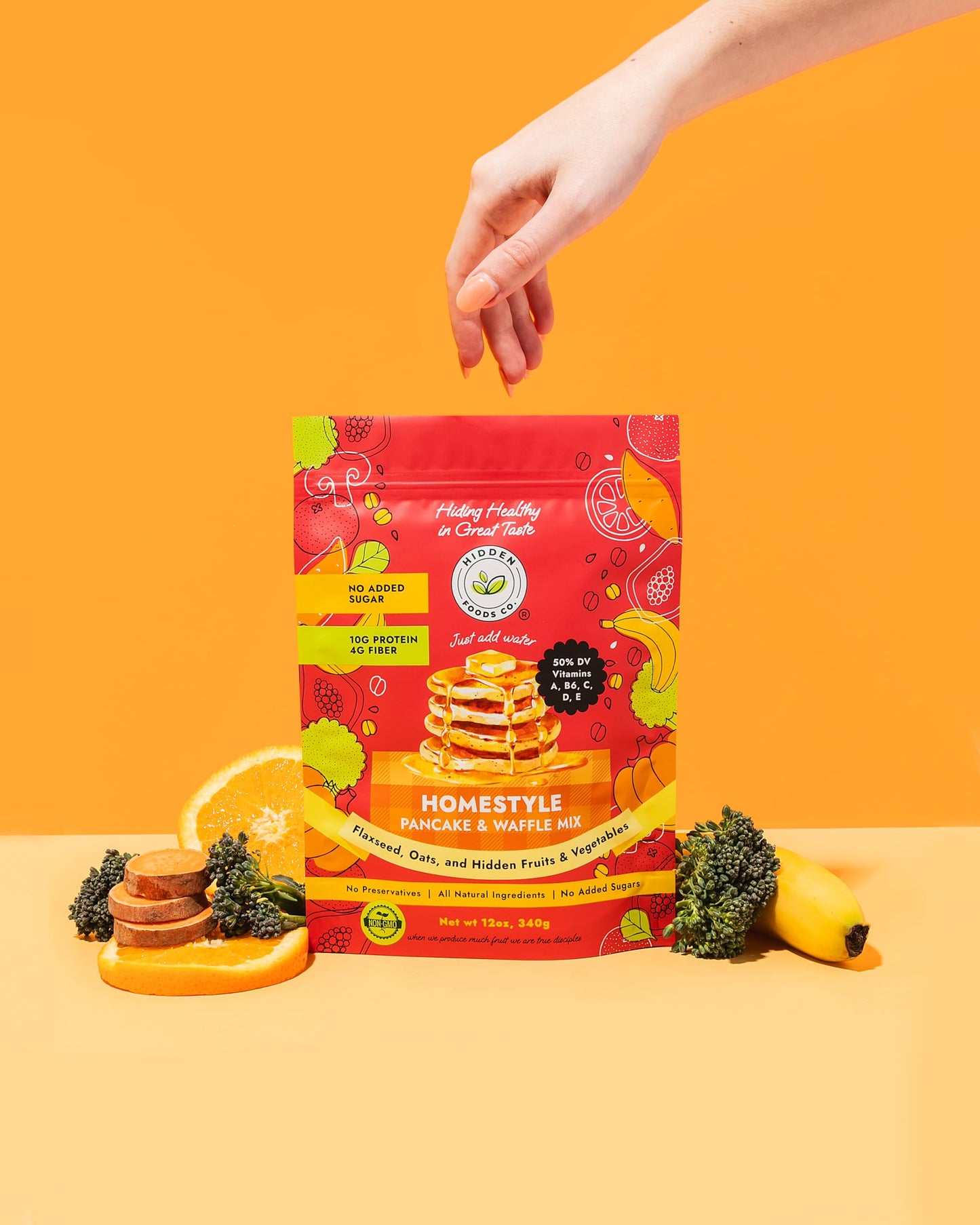 Hidden Foods Homestyle Pancake Mix and Waffle Mix | Thick & Fluffy Pancake with Oats, Flaxseed & Hidden Fruits & Veggies | Rich