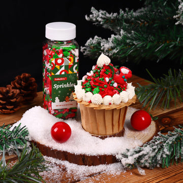 Christmas Snowman Sprinkles For Cake Decorating Edible 4.2 Ounce Stocking Icing Decoration Red And Green Pearls Sprinkles For Xm