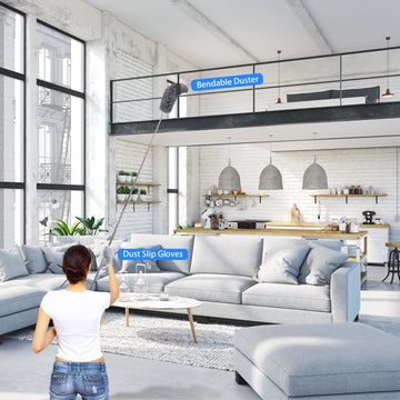 Duster With Extension Pole For Cleaning Ceiling Fans, High Ceilings, In Addition, Dusters For Cleaning Can Also Be Used For Low