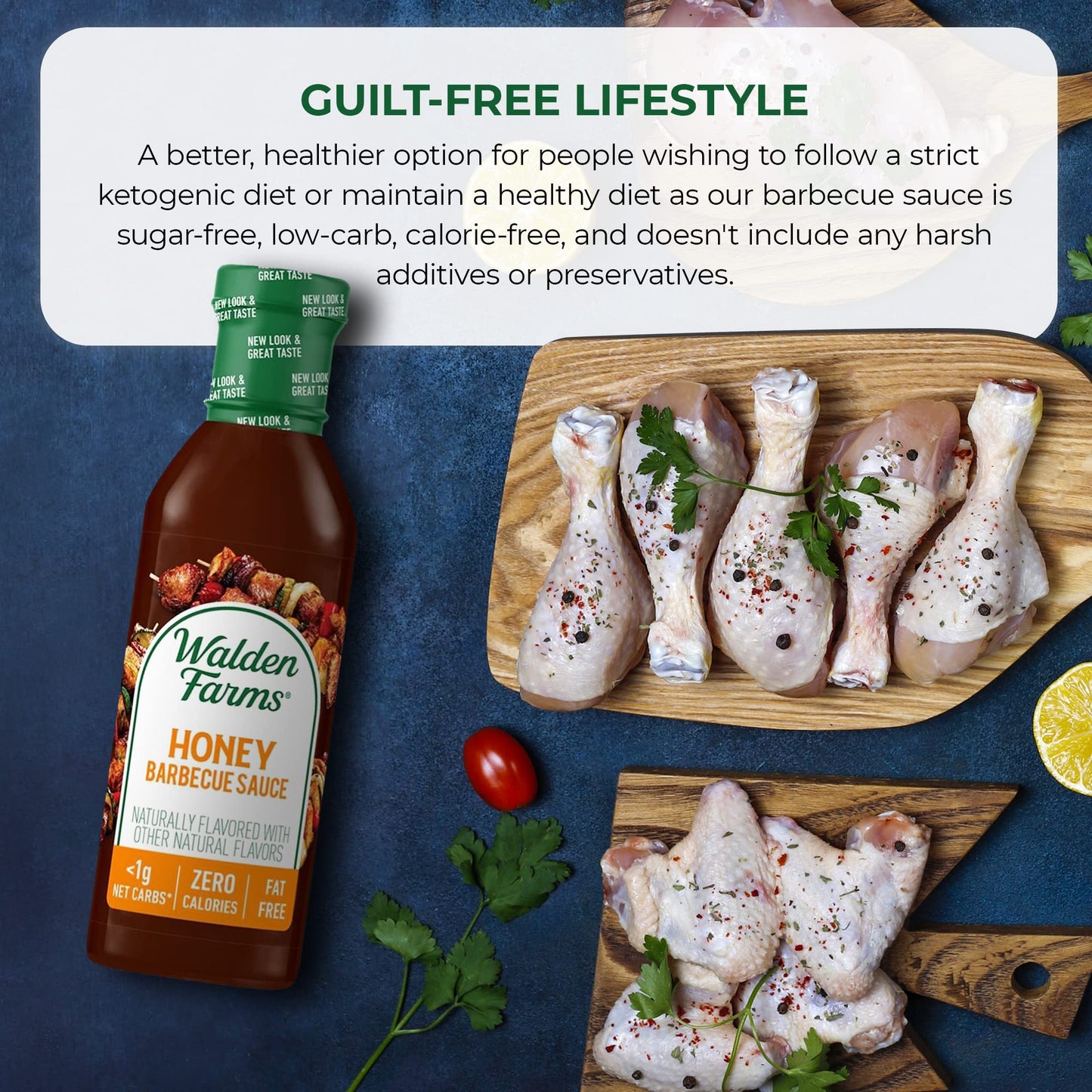 Walden Farms Honey BBQ Sauce 12 oz. Bottle - Sweet and Tangy, Vegan, Kosher and Keto Friendly, 0g Net Carbs - Gourmet Barbecue M