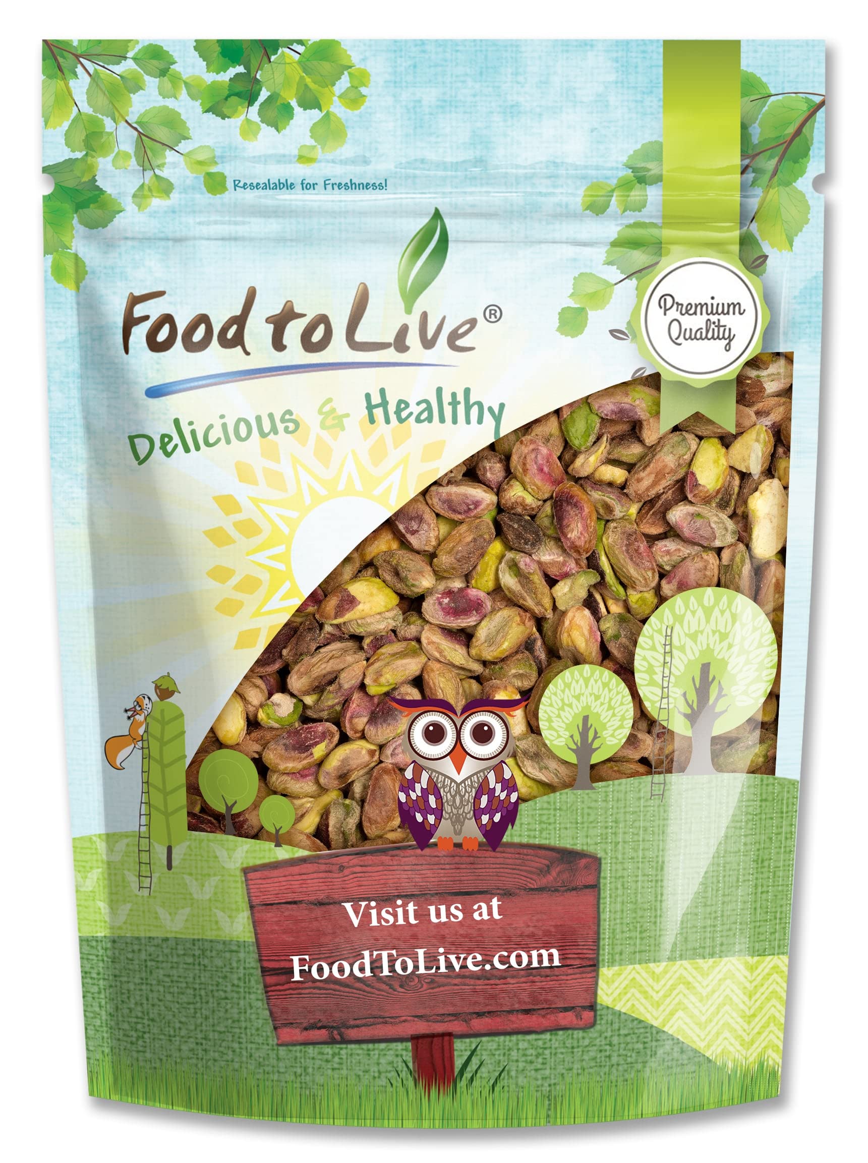 Food to Live - Dry Roasted Pistachio Kernels, 2 Pounds - Oven Roasted Whole Nuts, No Shell, Unsalted, No Oil Added, Kosher. High