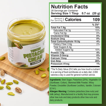 Eastanbul Pistachio Cream Spread, 1.25lb, No Palm Oil, Perfect for Desserts and Breakfasts