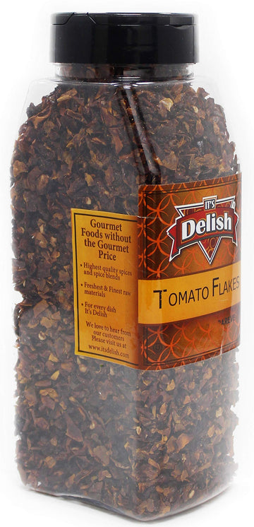 Its Delish Enhanced Dried Tomato Flakes, Large Jar, Dried Natural Tomatoes Ready To Cook – Dehydrated Tomato Vegetable Flakes – Great For Home Cooking, Camping & Backpacking