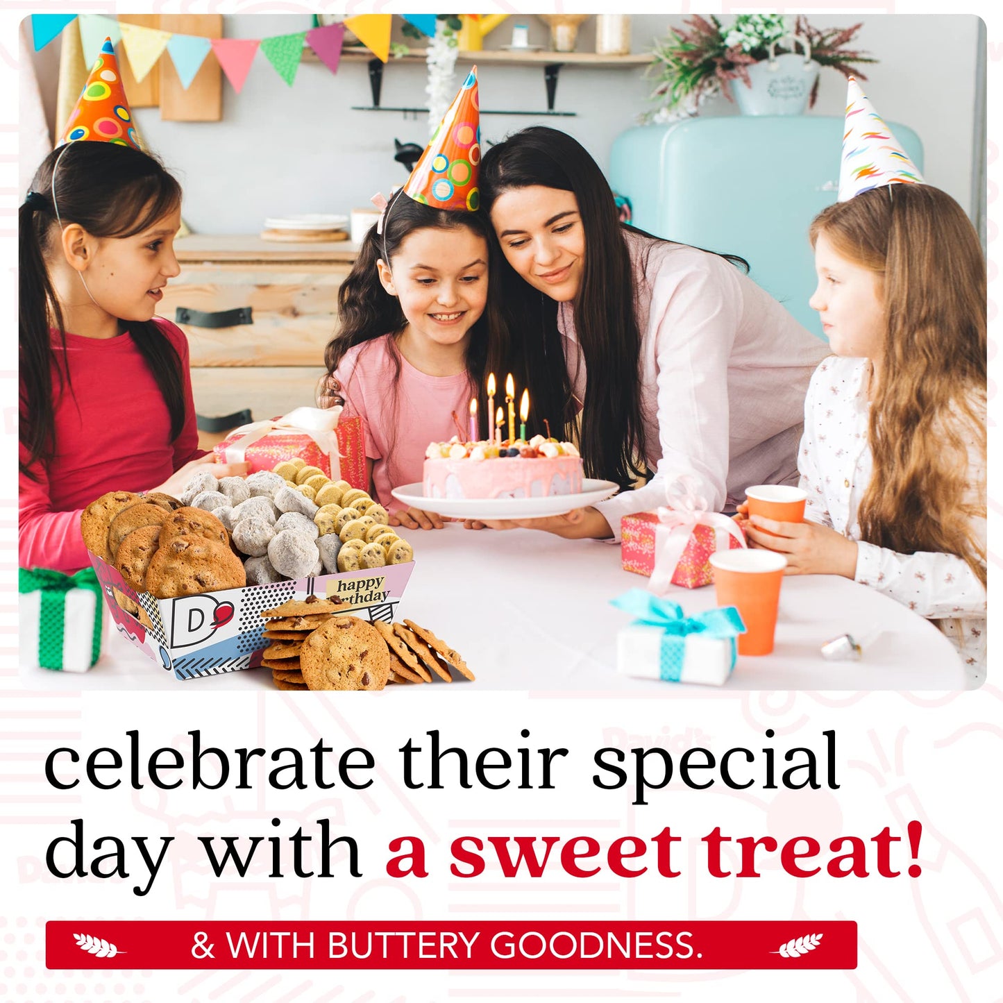 Davids Cookies Birthday Cookie Gift Basket - Assorted Gourmet Cookies - 16 Ounce - 1 Count