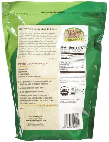 Texas Best Organics Organic Jasmine White Rice, 32 Oz