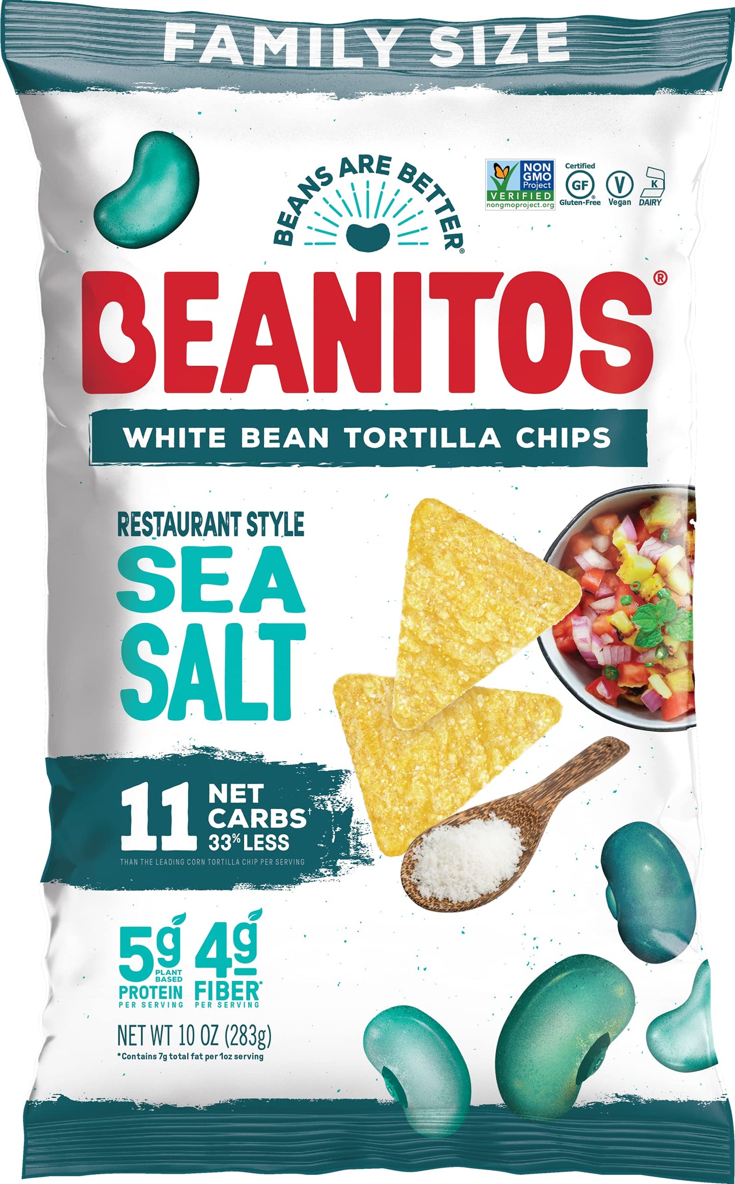 Beanitos White Bean Chips Restaurant Style 10 Ounce - Vegan And Gluten Free
