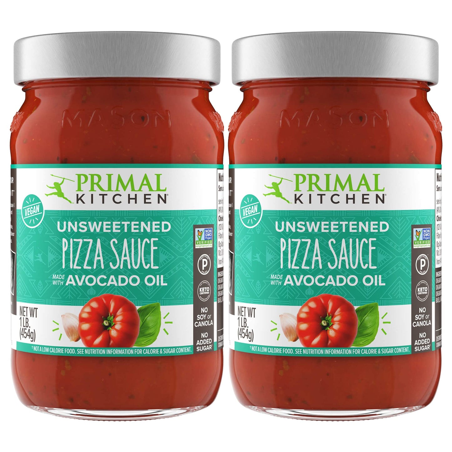 Primal Kitchen Unsweetened Red Pizza Sauce, No Added Sugar, Made with Avocado Oil, 2-Pack