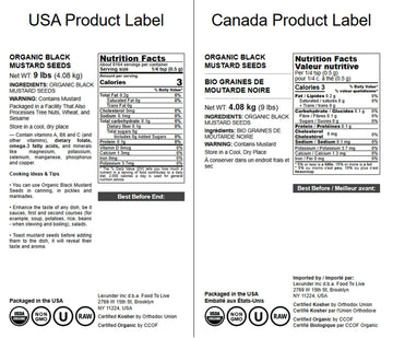 Organic Black Mustard Seeds, 9 Pounds - Non-Gmo, Whole Hot Spice, Non-Irradiated, Vegan, Kosher, Bulk. High In Protein, Fiber, S