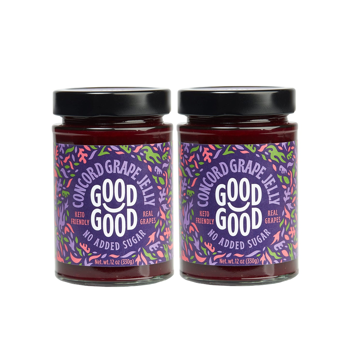 GOOD GOOD No Added Sugar Concord Grape Jelly - Keto Friendly Jelly- Low Carb, Low-Calorie and Vegan - Diabetic Friendly - 12oz /