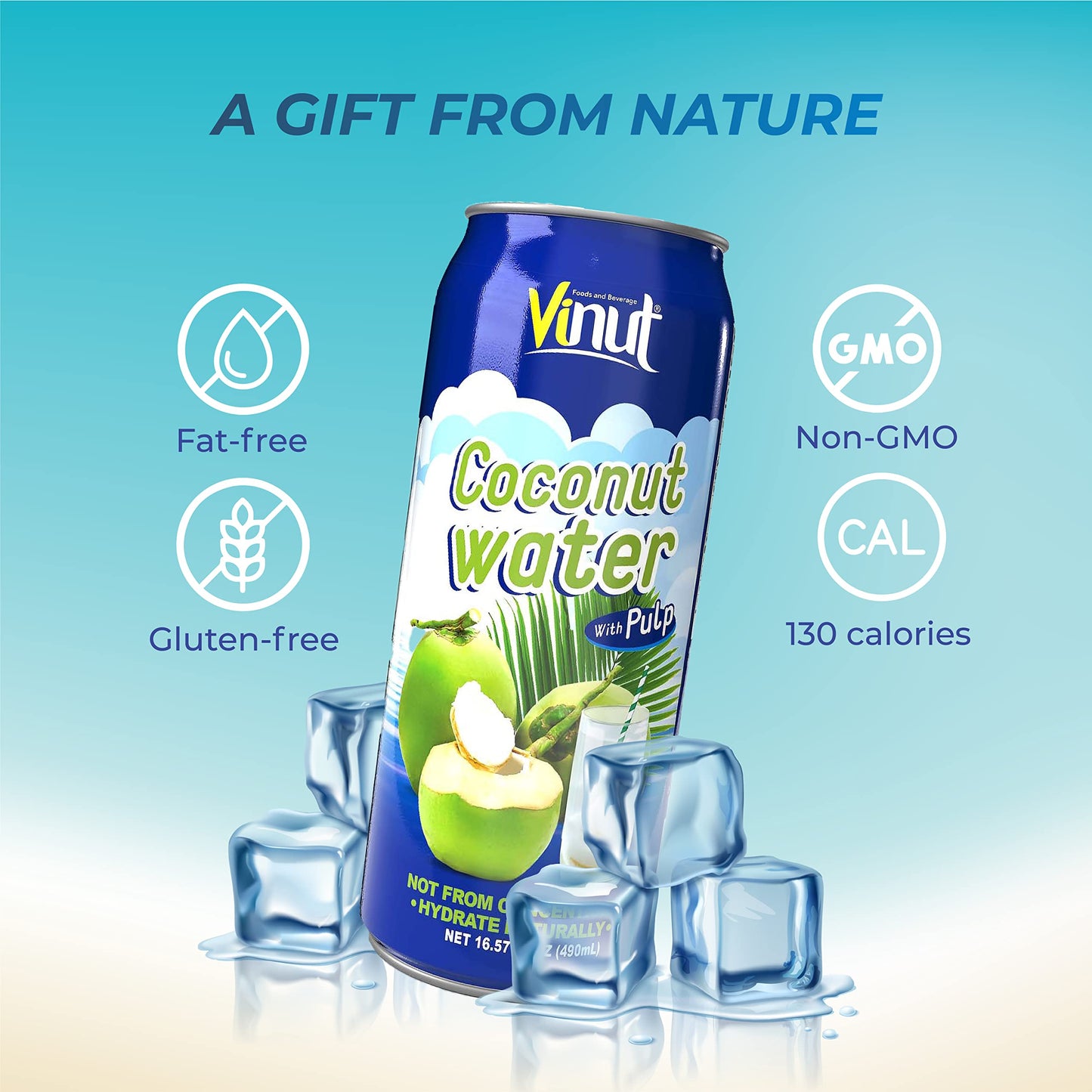 Vinut Original Coconut Water Drink With Pulp (16.57 Fl Oz, Pack Of 12), Hydrate Naturally, Fresh, High Calcium, Potassium, Nutri