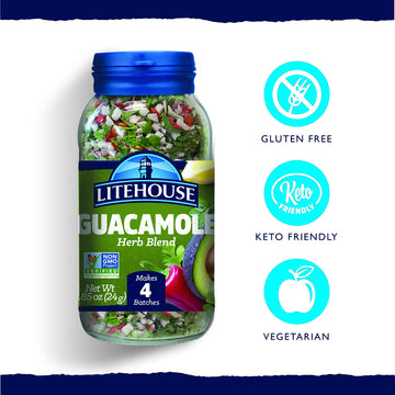 Litehouse Freeze Dried Guacamole Herb Blend - Substitute for Fresh Guacamole, Makes 4 Batches, Organic Guacamole Seasoning, Glut