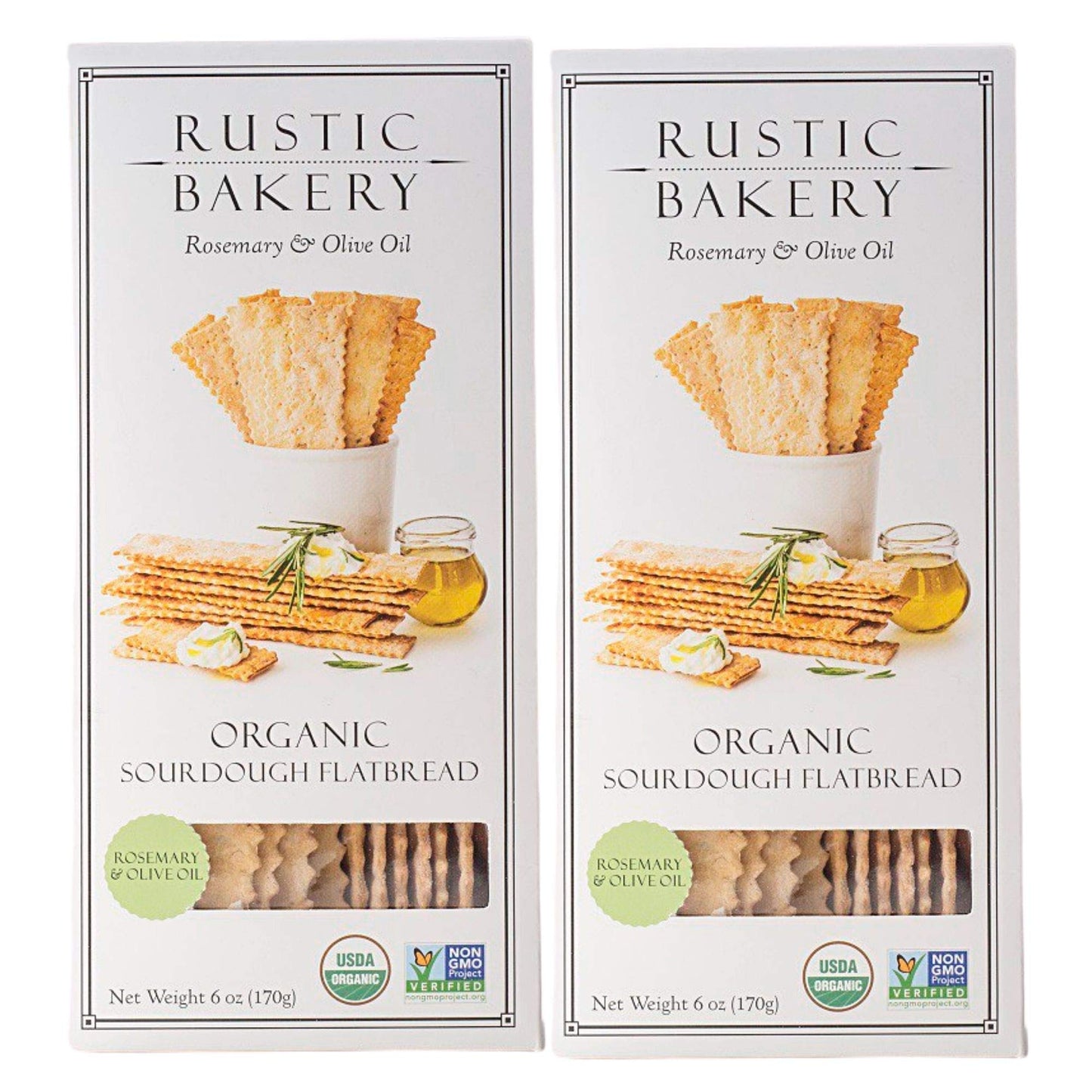 Rustic Bakery Gourmet Handmade Flatbread Rosemary & Olive Oil, 6.0 Ounce (Pack of 2)