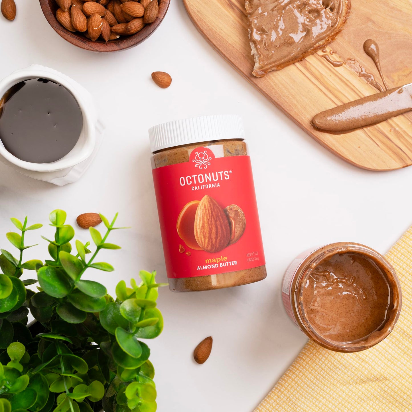 Octonuts Dry Roasted Maple Almond Nut Butter 16oz - Pure Creamy Nut Butter - Delicious Vegan Foods - Gluten Free, Vegan, Kosher,