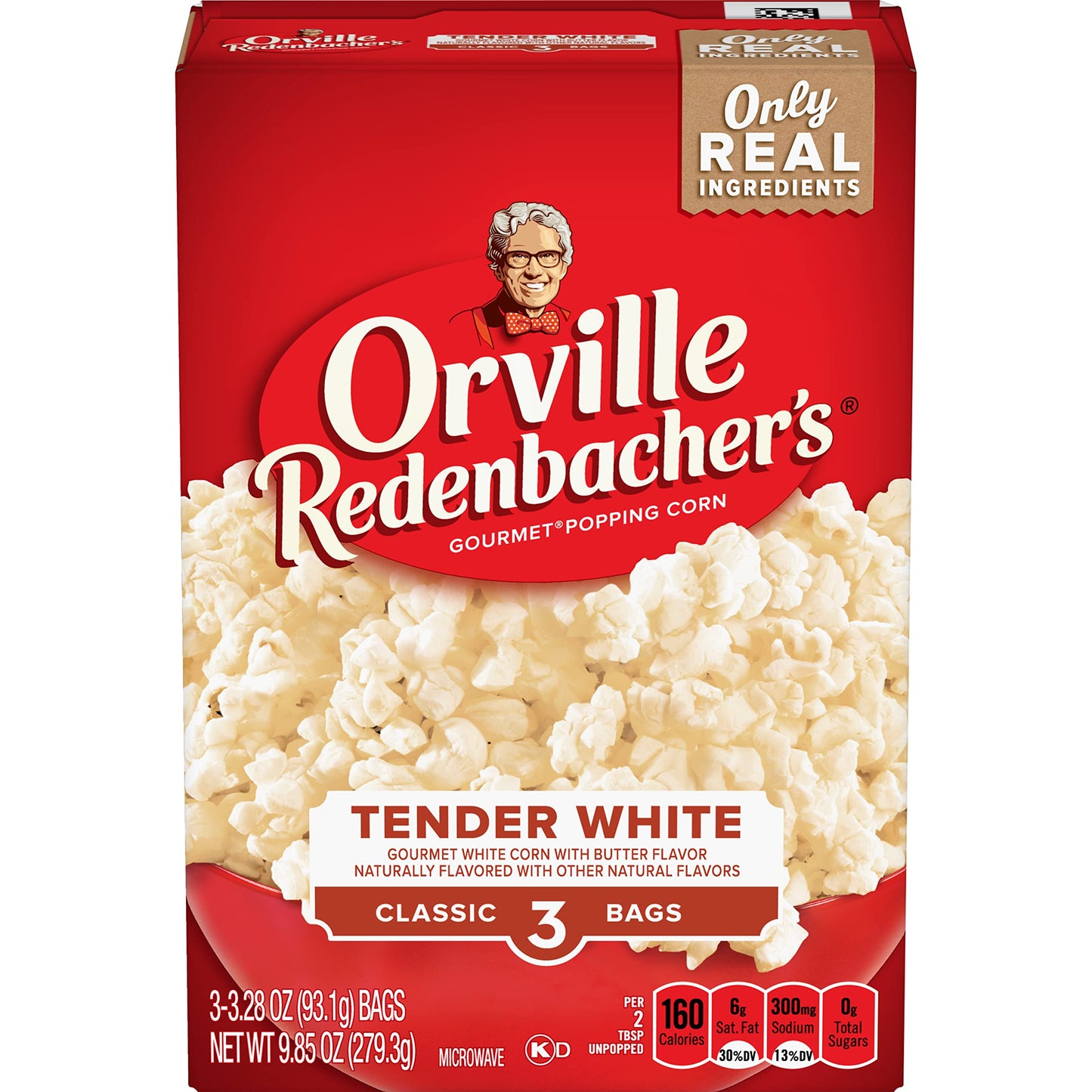 Orville Redenbachers Microwave Popcorn, White Popcorn, 3g Fiber Per Serving, Movie Night Supplies, 3.28 oz., 3-Count (12 Boxes)