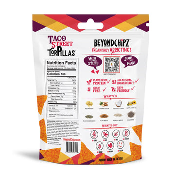 Beyondchipz Low Carb Tortilla Chips, Taco Street, Keto Friendly, Gluten Free, One 5.3Oz Pouch