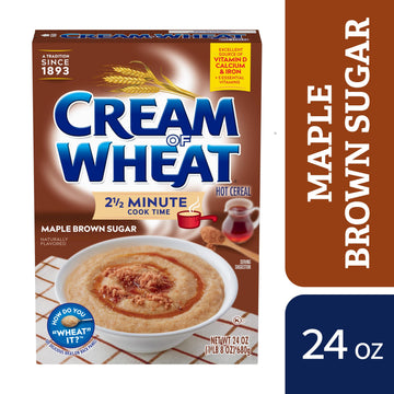 Cream of Wheat Hot Cereal, Maple Brown Sugar, 2 1/2 Minute Cook Time, 24 Ounce (Pack of 12)