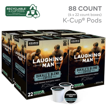 Laughing Man Dukale'S Blend Keurig Recyclable K-Cup Coffee Pods, Single-Serve Fair Trade Medium Roast Arabica Coffee For Use With Keurig Coffee Makers, 88 Count (4 Packs Of 22)