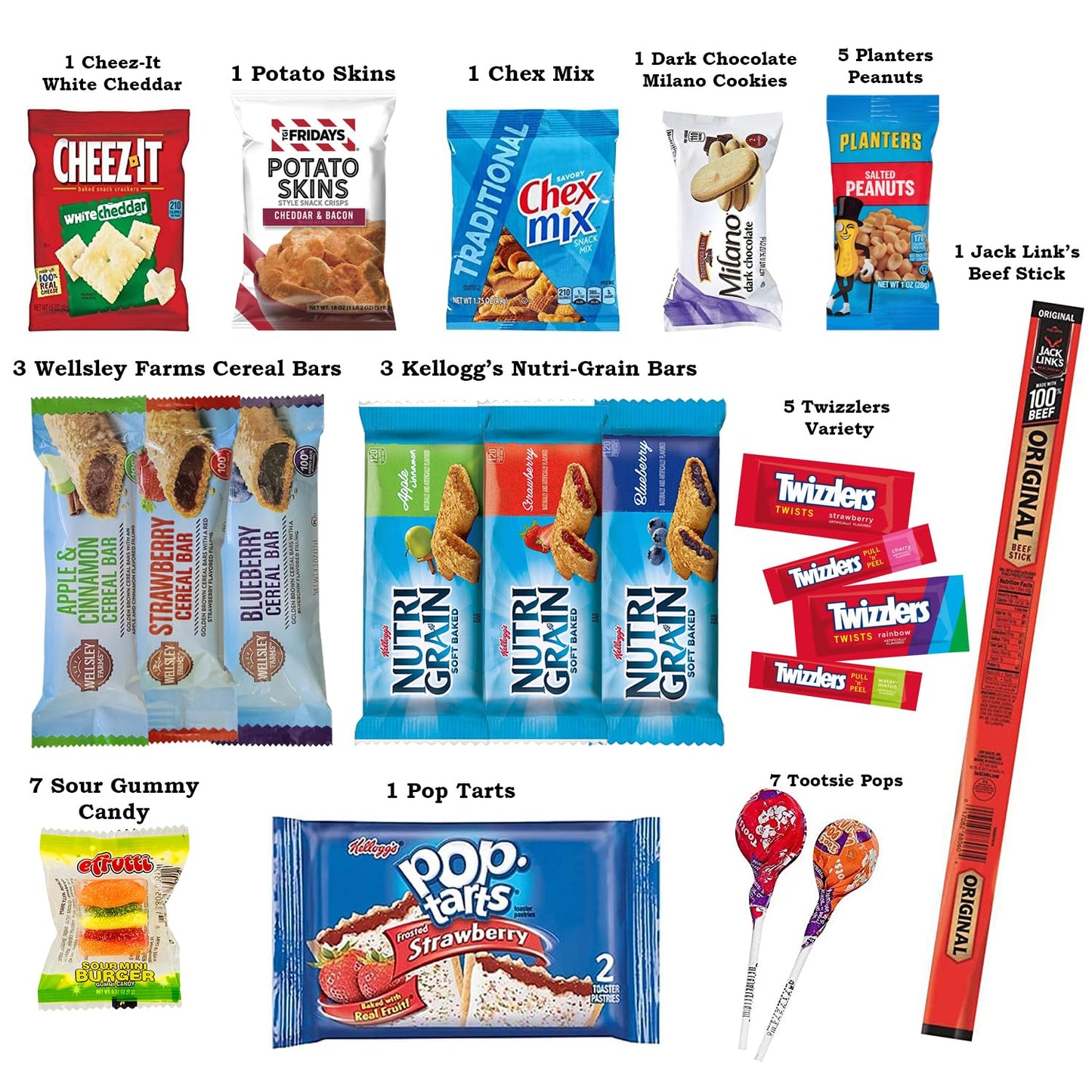 Foxy Fane 120 count Deluxe Snack Box - Ultimate Gift Care Package with Variety Assortment of Crackers, Cookies, Candy, Chips & o