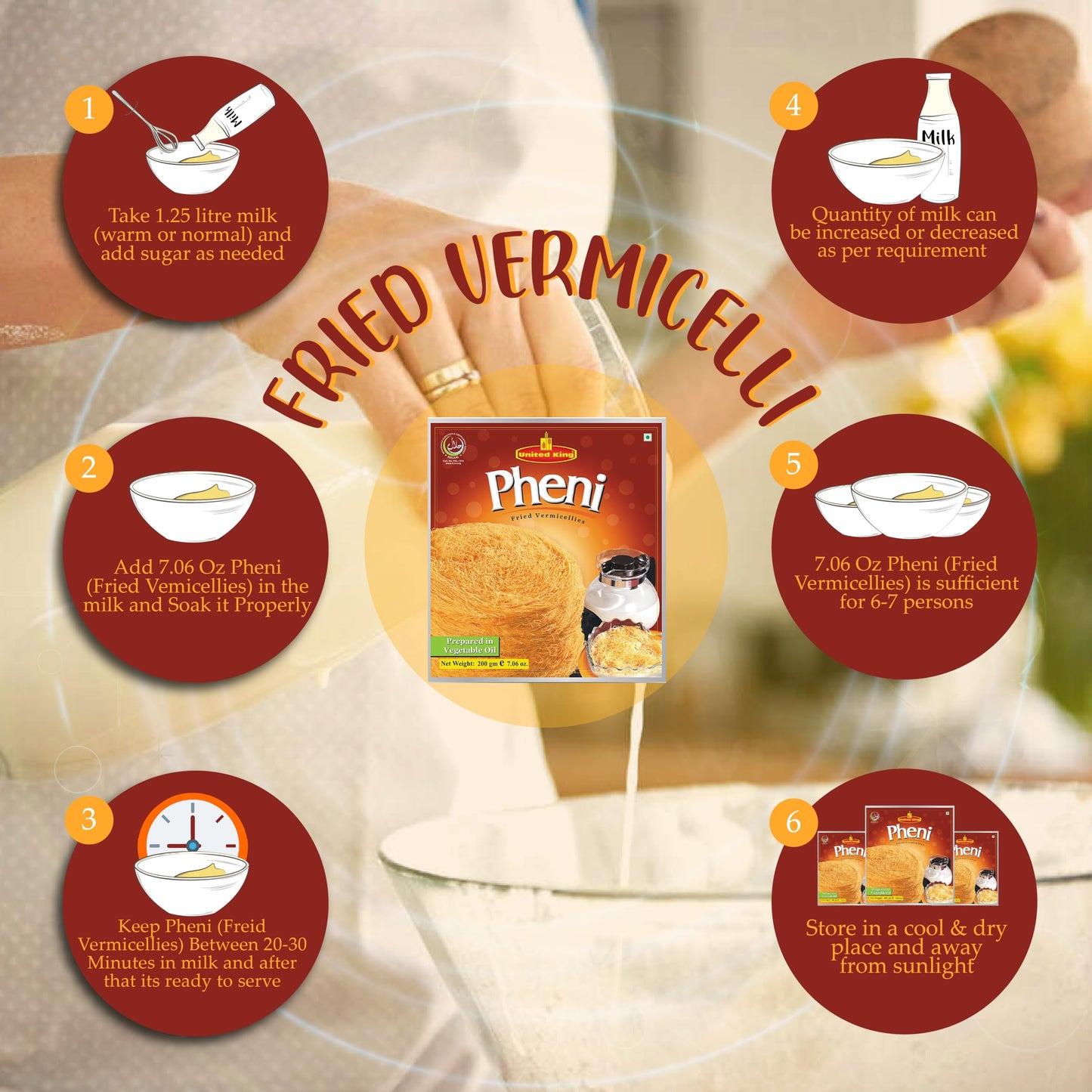 United King Pheni - Fried Vermicelli - 200 Grams (7.05Oz) - Crispy Delight For Festivals & Occasions || Perfect With Milk For Ch