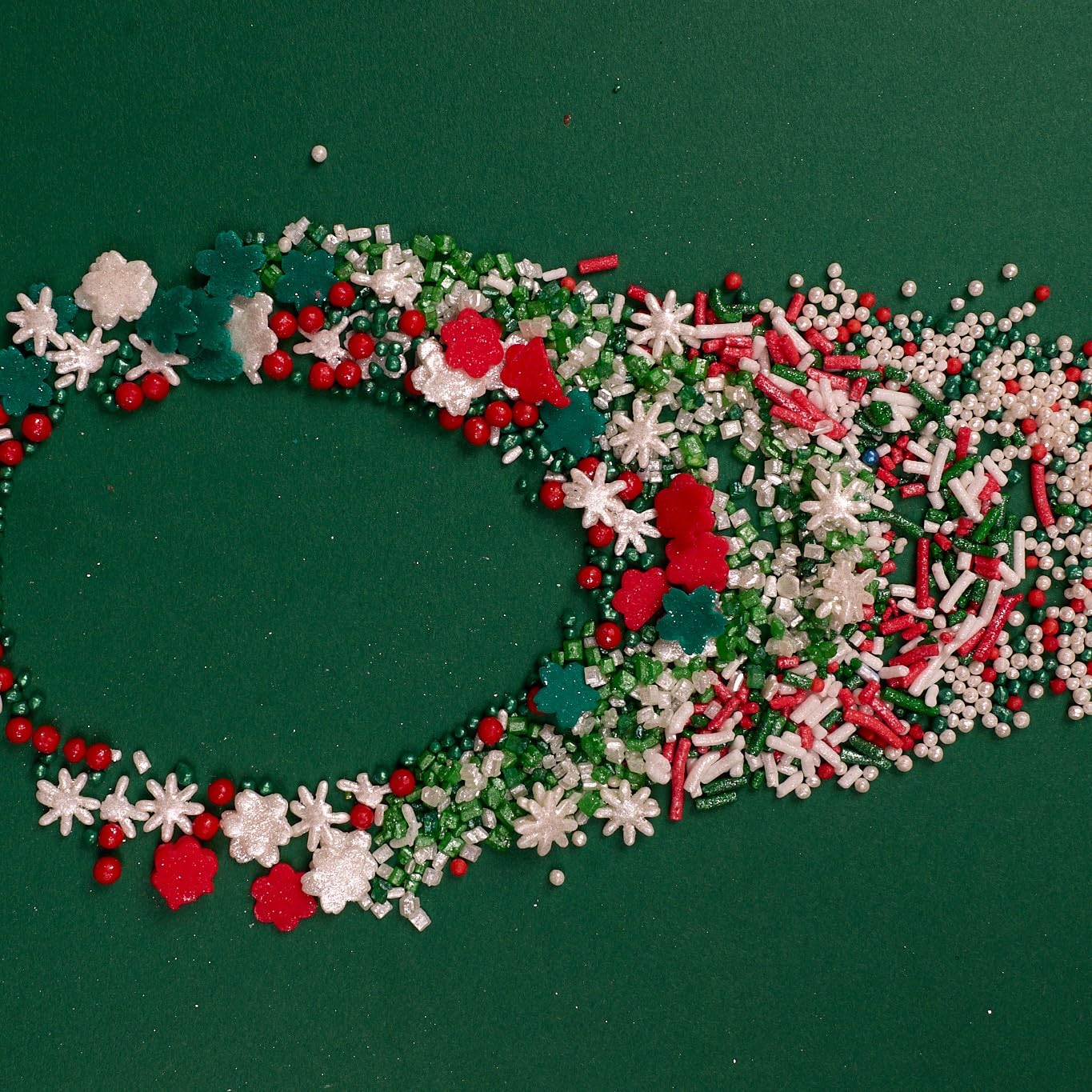 Confect Christmas Sprinkles | Christmas Sprinkles - Snowflakes In Red, Green & White I Confetti Pearls & Sparkling For Dessert D