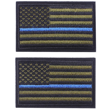 2 Pieces Tactical Usa Flag Patch Green  Blue American Flag Us United States Of America Military Uniform Emblem Patches