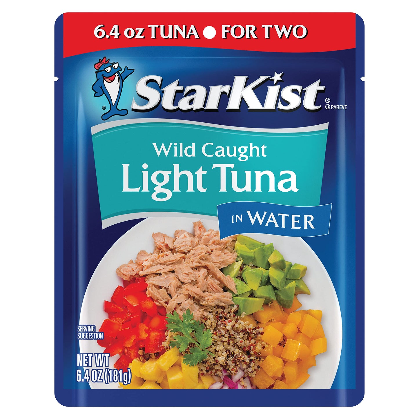 StarKist Chunk Light Tuna in Water, 6.4 oz Pouch (1 Pack) Ready to Eat Wild Caught Tuna, 19g Protein Per Serving, 80 Calories Pe