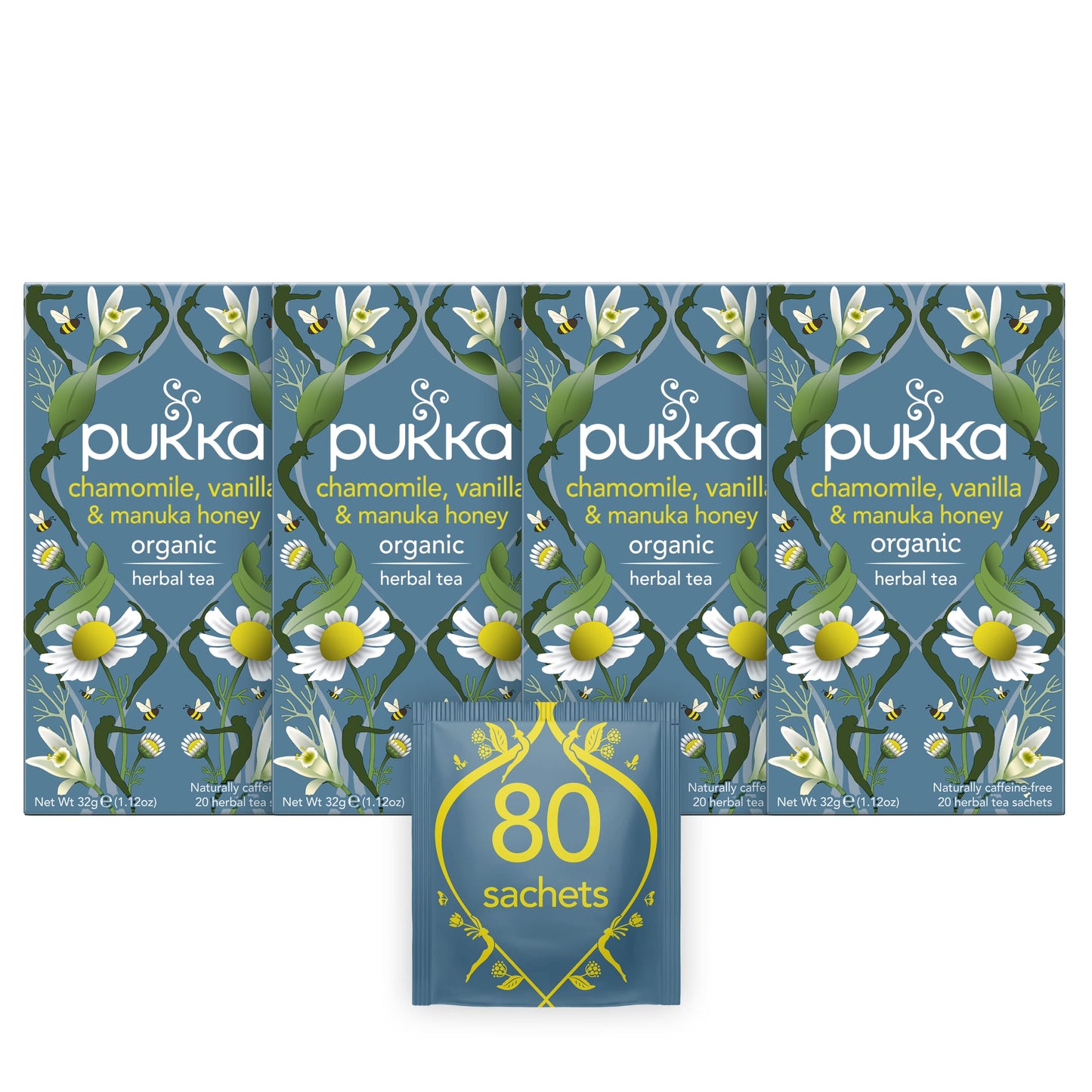 Pukka chamomile Vanilla & Manuka Honey Tea 20 Bags - Pack of 4