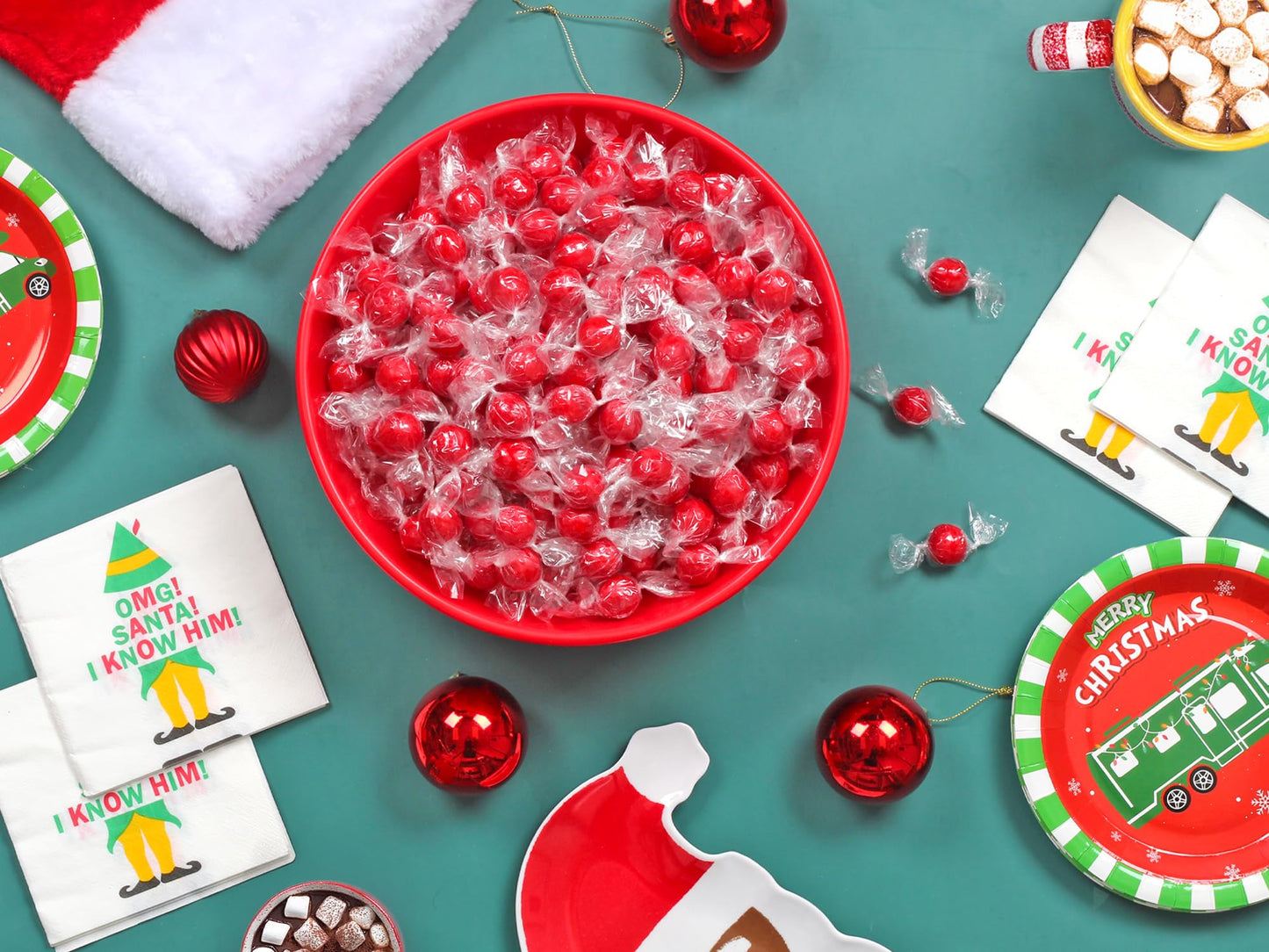 Red Hot Cinnamon Candy Balls - 5 Pounds - Red Fire Candy Bulk - Individually Wrapped