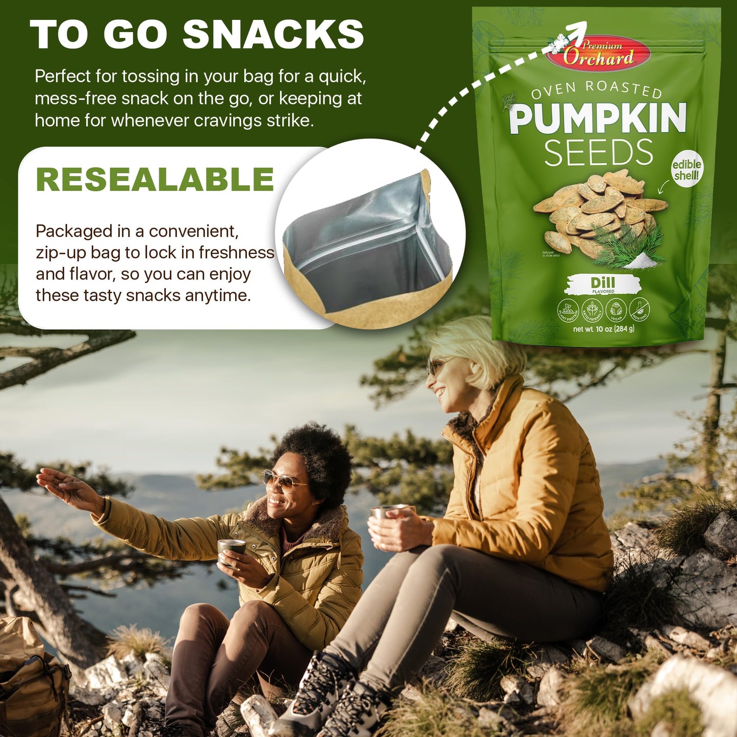 Premium Orchard Flavored Pumpkin Seeds Oven Roasted | Dill Flavor | High Protein Snacks For Kids And Adults | Vegan Snack | Non