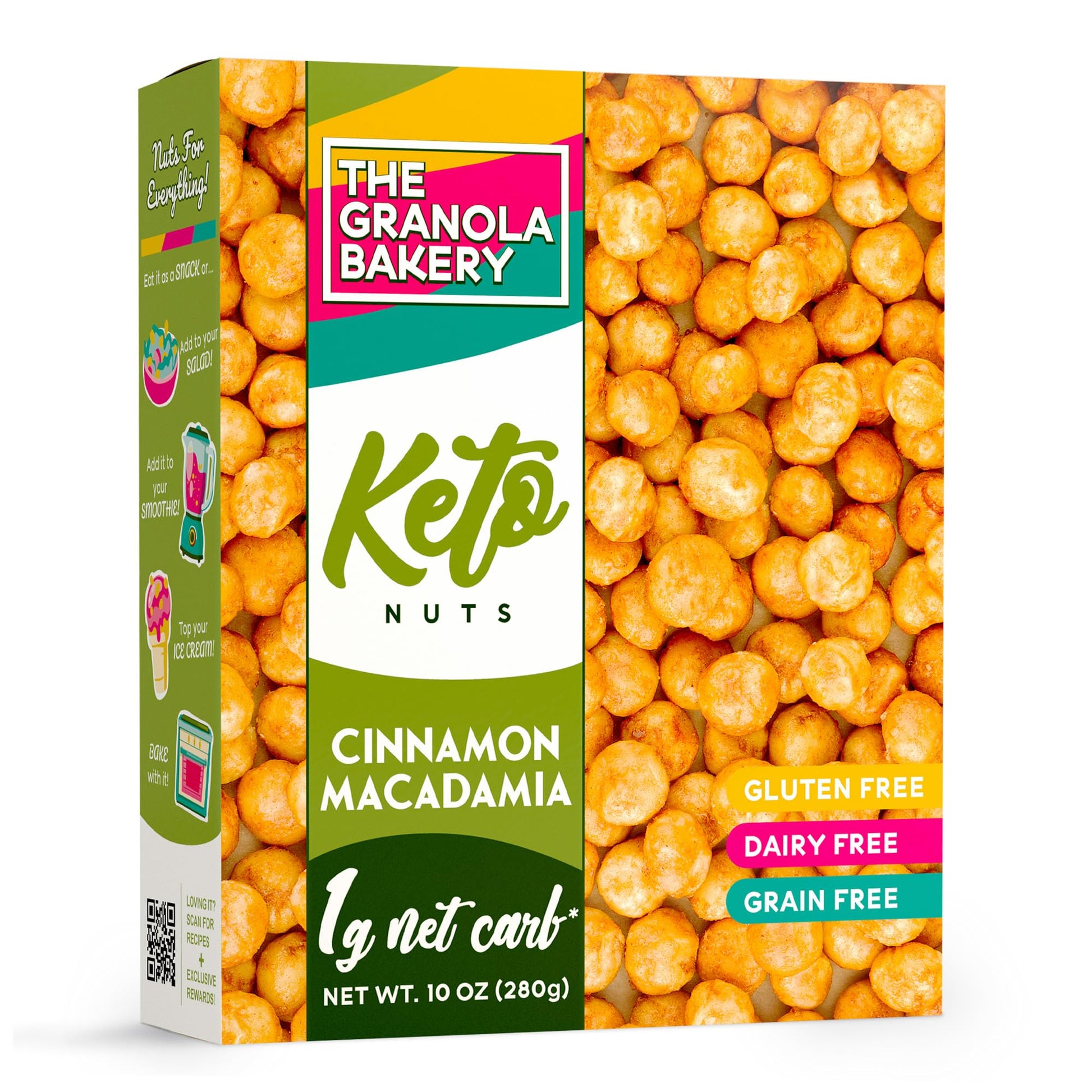 Tgb Cinnamon Macadamia Nuts | 1G Net Carb Keto Snack | Gluten Free Low Carb Candy, 10 Ounces