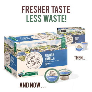 New England Coffee French Vanilla Medium Roast Single Serve Pods, 12Ct Box (Pack Of 1)