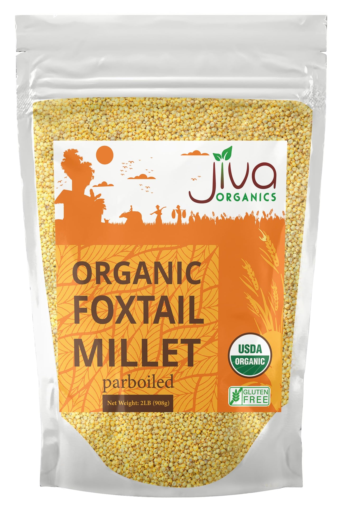 Jiva Organics Foxtail Millet 2 LB Bag | Whole Grain, Gluten-Free & Organic | Protein & Fiber-Rich Superfood for Indian Cooking
