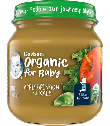 Gerber 2Nd Foods, Organic Apple Spinach With Kale, 4 Ounce (Pack Of 6)
