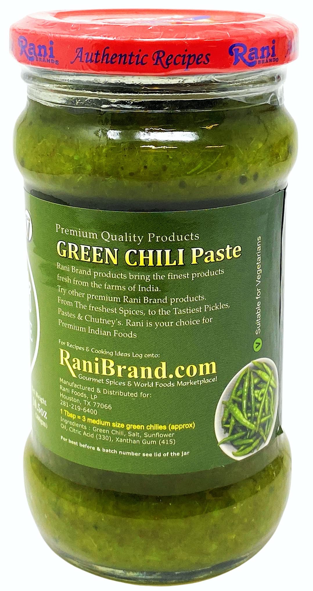 Rani Green Chilli Cooking Paste 10.58Oz (300G) Glass Jar, Pack Of 5+1 Free ~ Vegan | Gluten Free | Non-Gmo | No Colors | Indian Origin