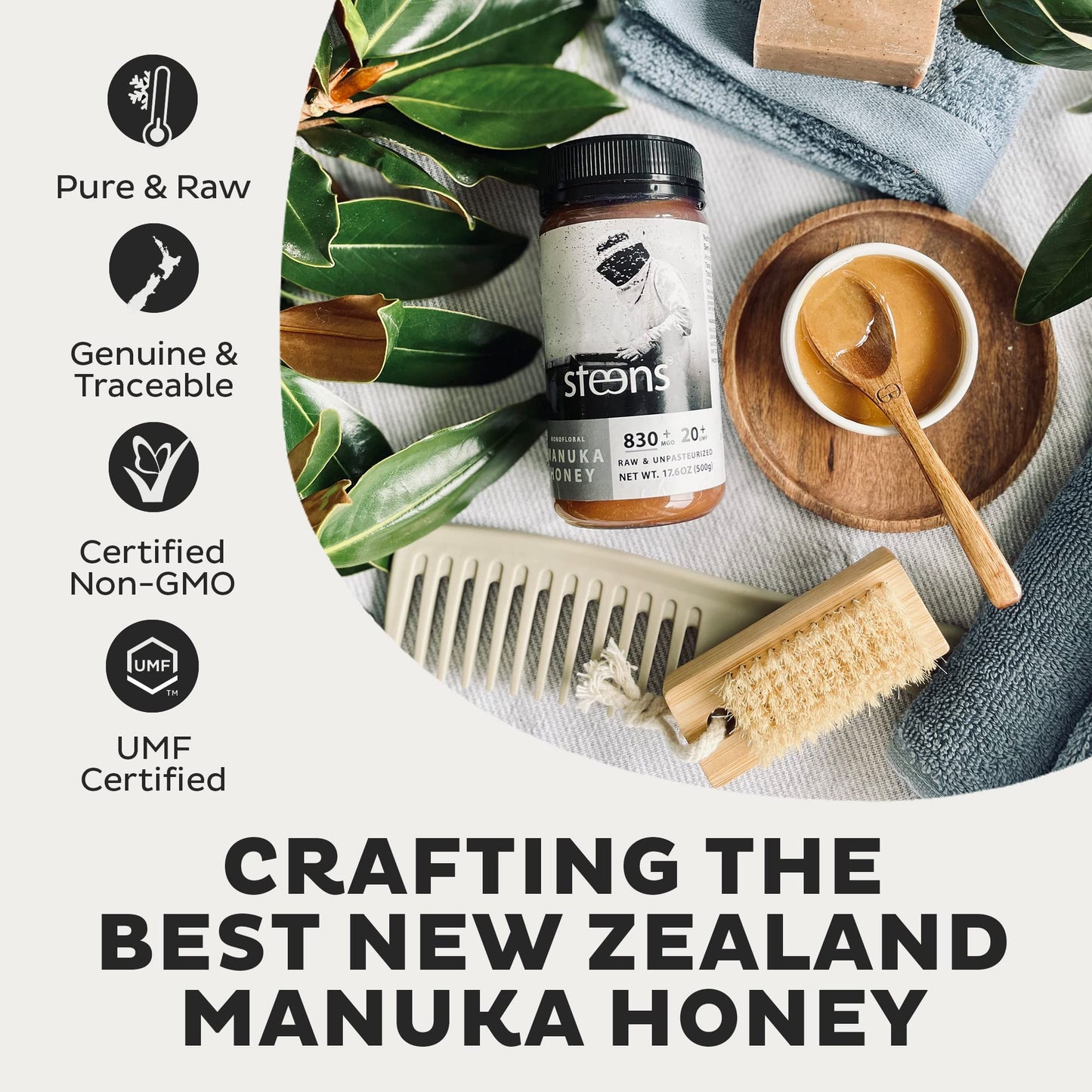 Steens Manuka Honey - MGO 830+ - Pure & Raw 100% Certified UMF 20+ Manuka Honey - Bottled and Sealed in New Zealand - 17.6 oz Ja