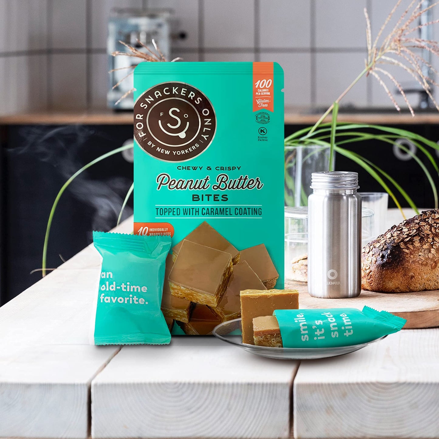 For Snackers Only Peanut Butter Bites - Gluten Free & Vegan - 8 Count Individually Wrapped Snacks