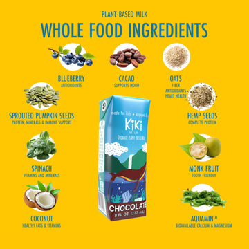 Chocolate Kiki Milk, Organic, Plant Based, Gum Free, GMO Free, Dairy Free, Soy Free, Gluten Free, Glyphosate Free (8 oz Pack of