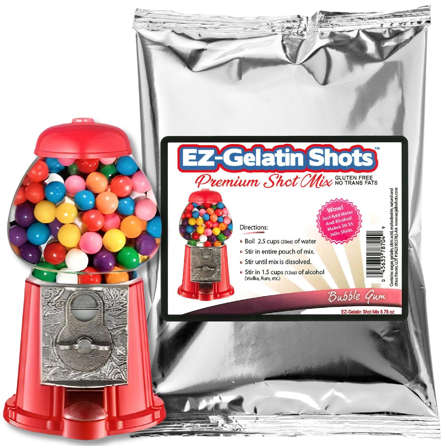 EZ-SQUEEZE Bubble Gum Jello Shot Mix - Gluten-Free Gelatin Powder - 6.78 oz