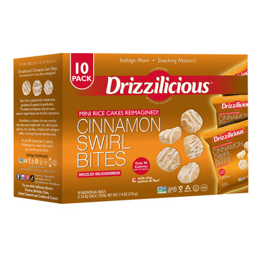 Drizzilicious Mini Rice Cakes Cinnamon Swirl - Rice Crisps, Healthy Snack For Adults And Kids, Flavored Rice Cakes, Vegan, Glute